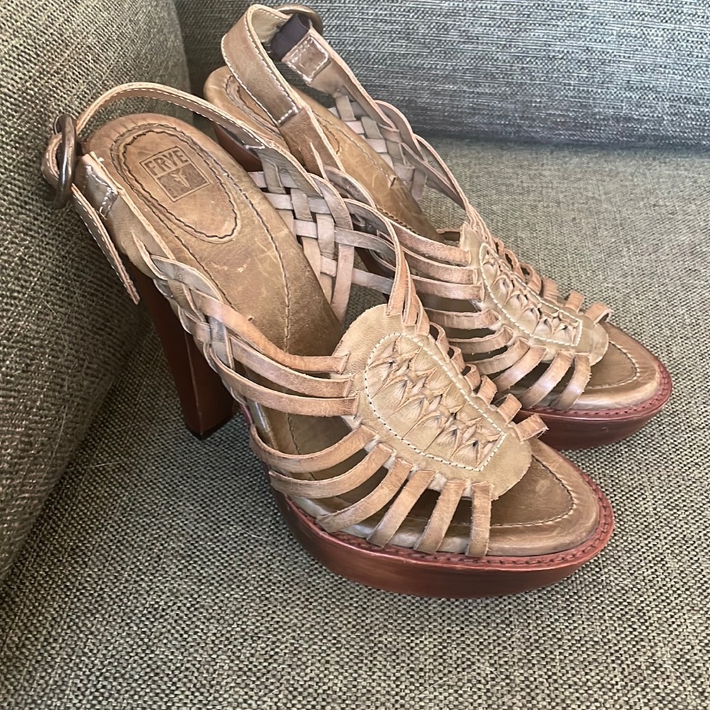 Frye Joy Huarache heels in olive 7